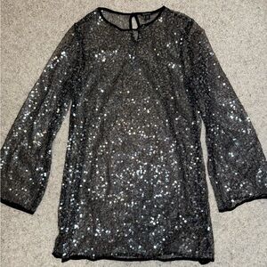 Black Sequin Mesh Dress
